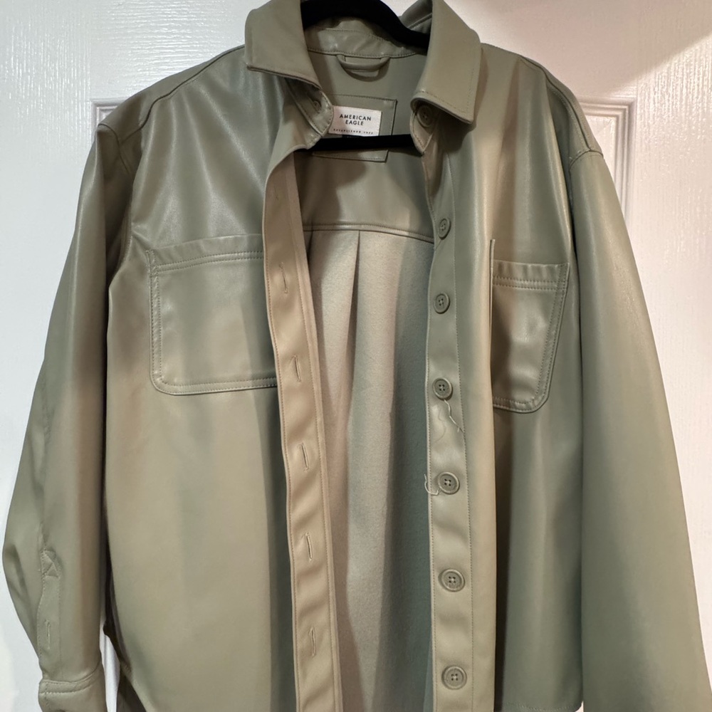 American Eagle Outfitters Olive Leather Jacket